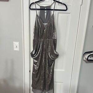 BCBGeneration velour gray frost midi dress size small